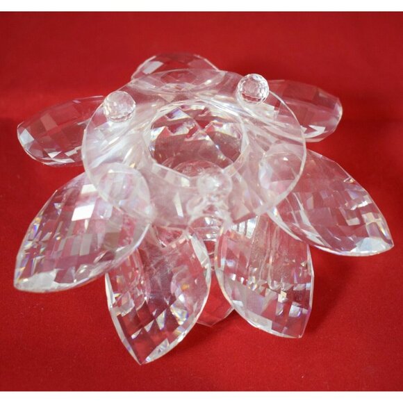 Swarovski Silver Crystal Lotus Flower Lily Pad Candle Holder with Box Inserts - Picture 9 of 10